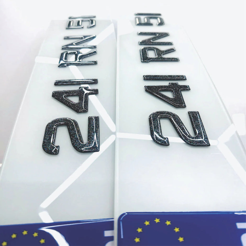 3D 50mm GLITTER GEL METRO Number Plates Republic of Ireland