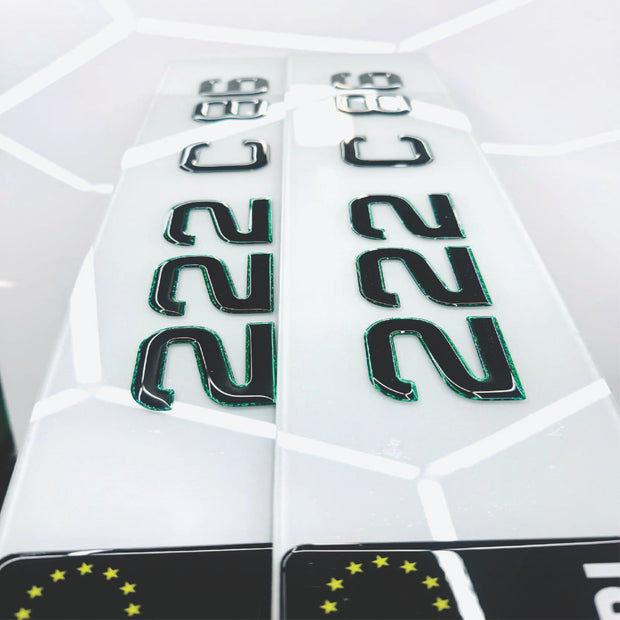 3D 50mm GREEN OUTLINE GEL METRO STYLE Republic of Ireland Number Plates