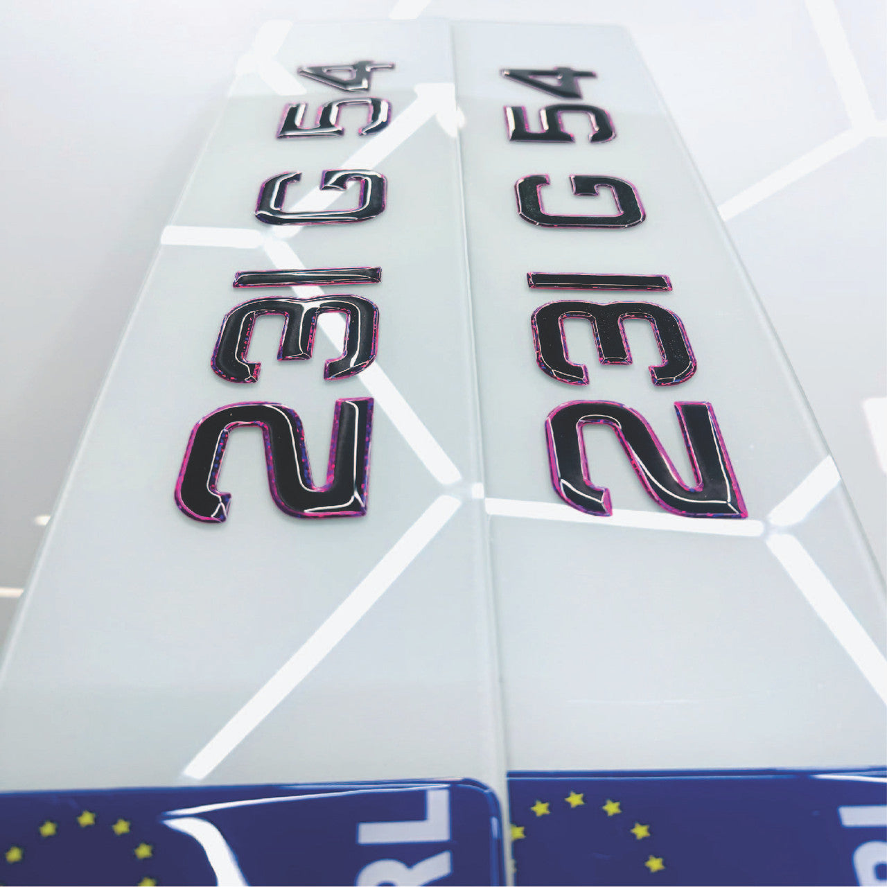 3D 50mm PINK OUTLINE GEL METRO STYLE Republic of Ireland Number Plates