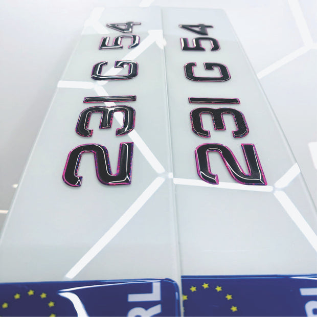 3D 50mm PINK OUTLINE GEL METRO STYLE Republic of Ireland Number Plates