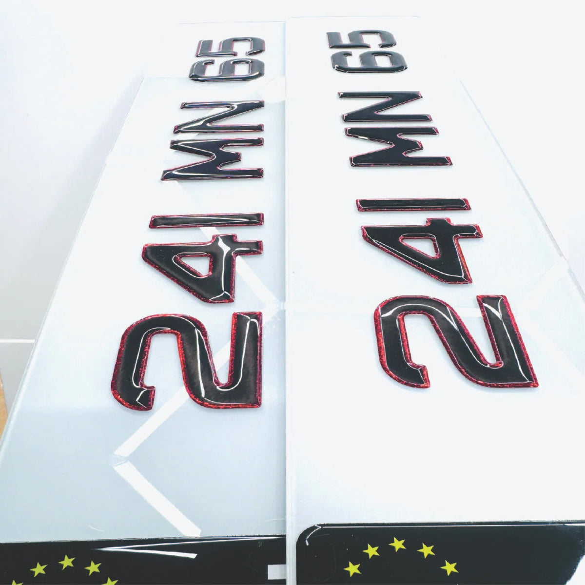 3D 50mm RED OUTLINE GEL METRO Number Plates Republic of Ireland