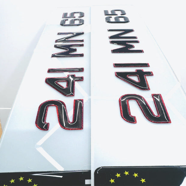 3D 50mm RED OUTLINE GEL METRO STYLE Republic of Ireland Number Plates