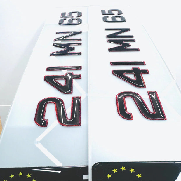 3D 50mm RED OUTLINE GEL METRO Number Plates Republic of Ireland New