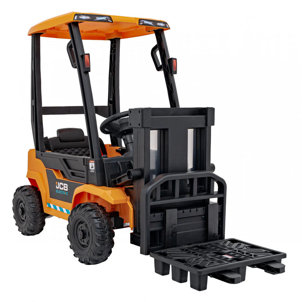 JCB 12 V Licensed Electric Ride-On Forklift – Yellow Construction Edition (by Onyx Kids)