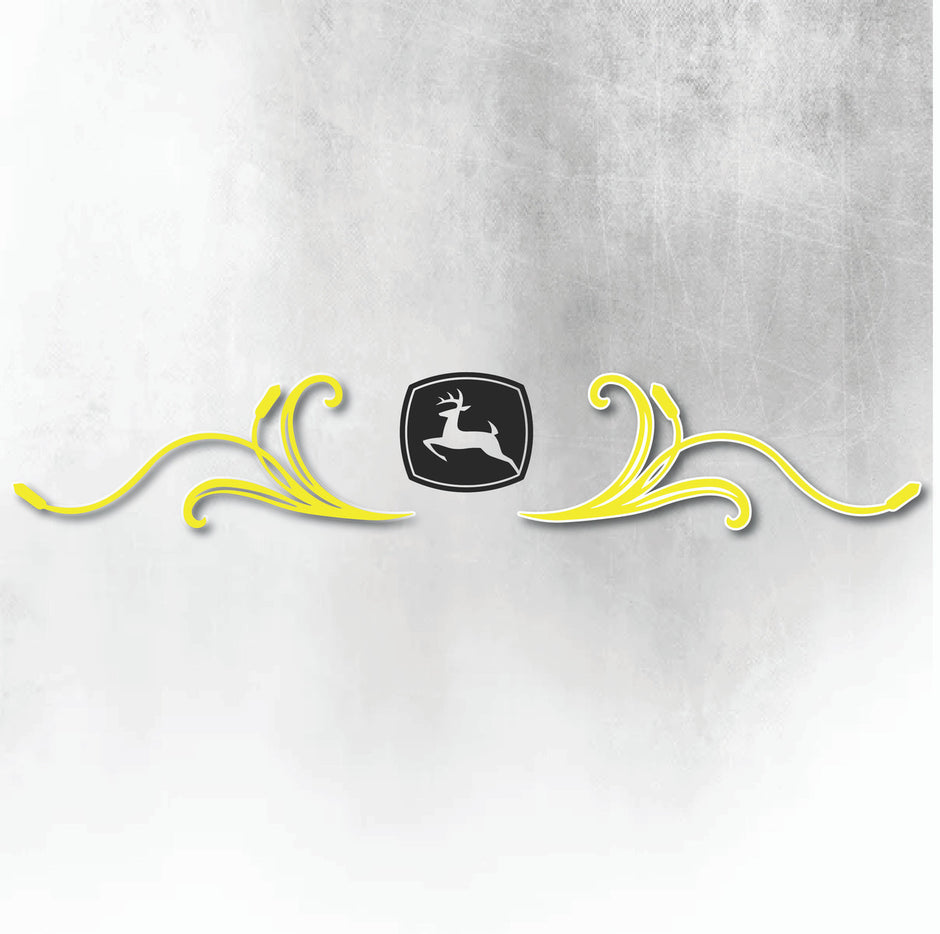 JOHN DEERE YELLOW AND BLACK REAR WINDOW SWIRL