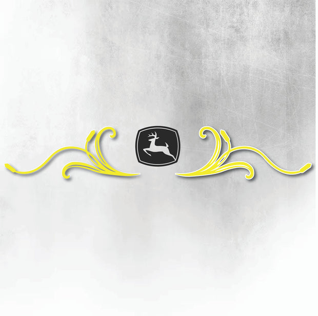 JOHN DEERE YELLOW AND BLACK REAR WINDOW SWIRL