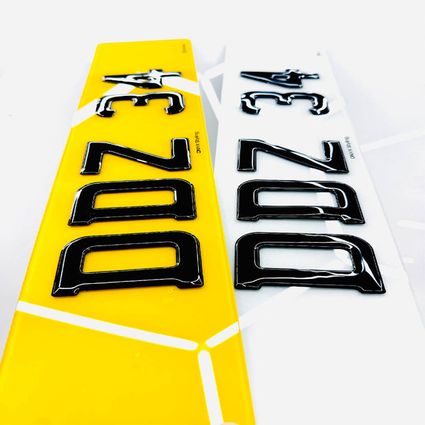 3D GEL NUMBER PLATES UK LEGAL GLOSS BLACK CHARLES WRIGHT