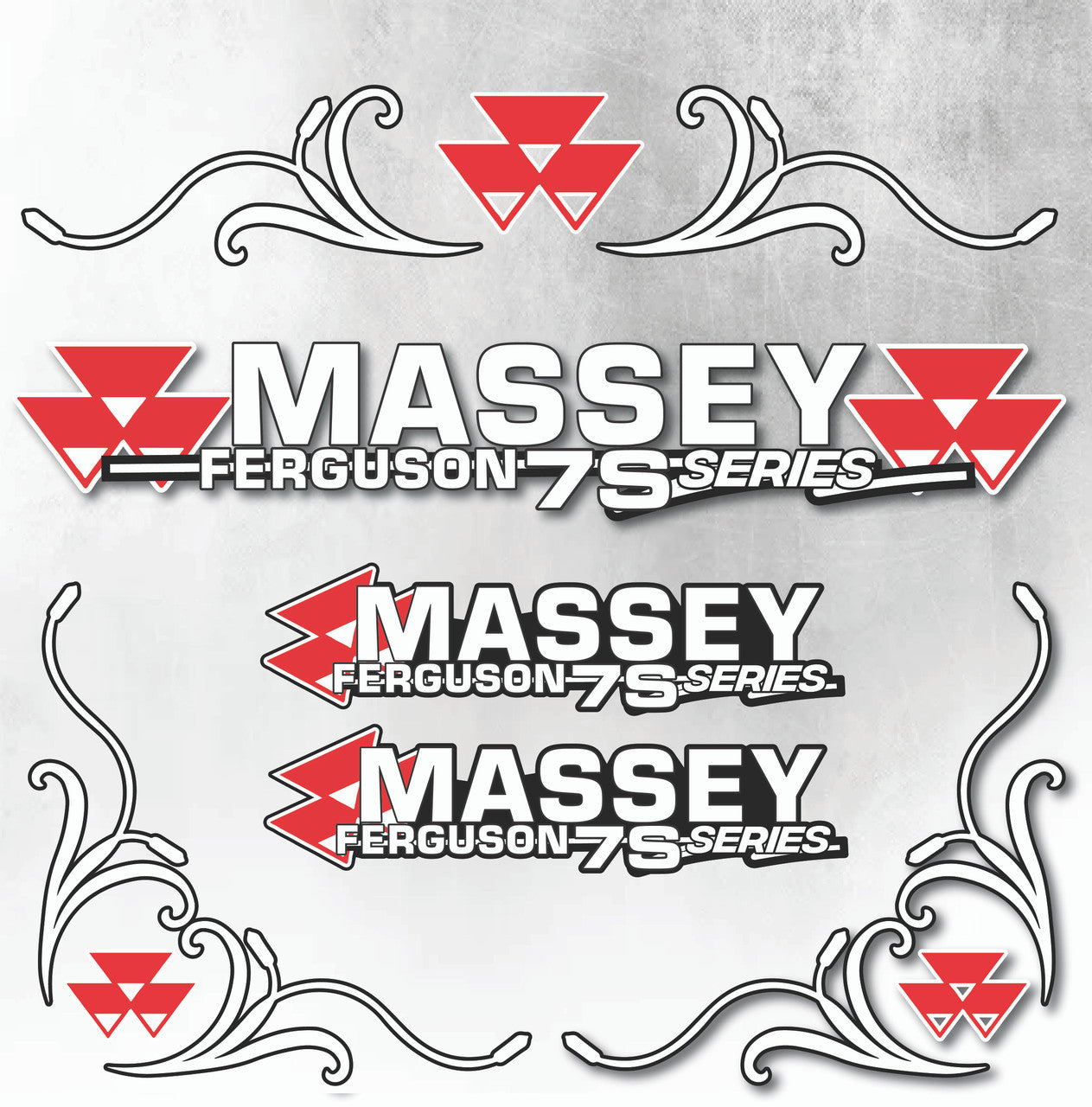 Massey Ferguson 7S Silver & Black New Style Decal
