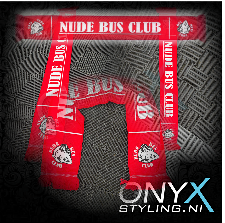 Nude Bus Club Truck Scarf – Red Fringed Dashboard Accessory