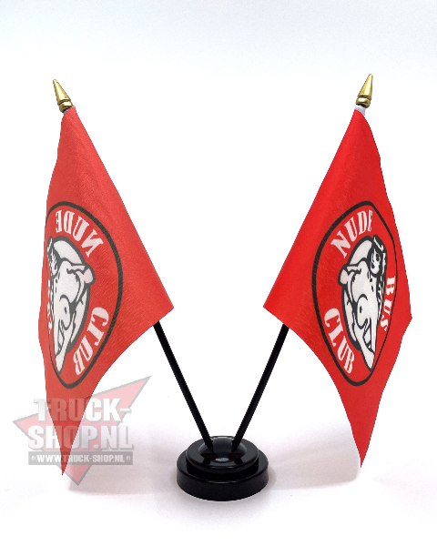 Nude Bus Club Twin Table Flag – With Poles & Holder (28cm)