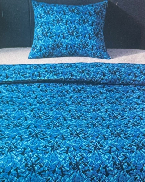 Danish Plush Design Blue Bed Cover (Single) – 140 x 200cm with Pillowcase