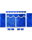 Custom Universal Side curtain ALCANTARA set new blue with 8cm white fringes & Pelmet