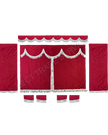 Custom Universal Side curtain ALCANTARA set new RED (Maroon)  with 8cm white fringes & Pelmet