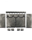 Custom Universal Side curtain ALCANTARA set new GREY with 8cm black fringes & Pelmet