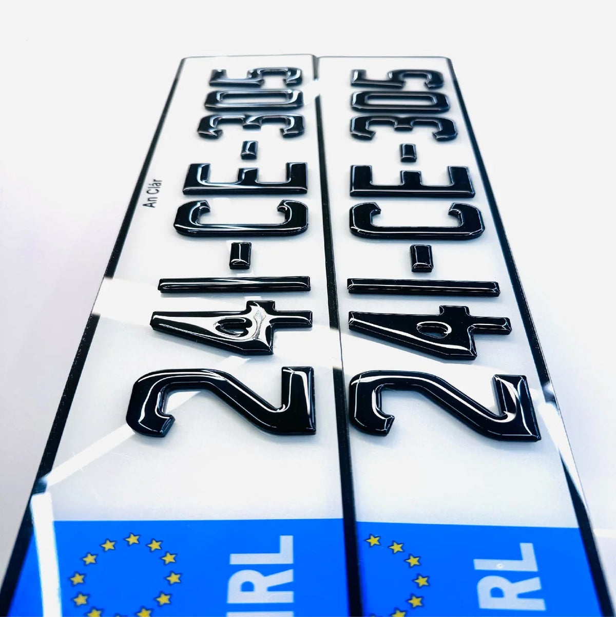 4D 70mm LEGAL NCT BLACK GLOSS Number Plates Republic of Ireland