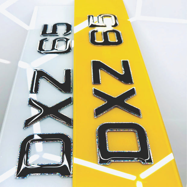 3D GEL METRO STYLE NUMBER PLATES UK SILVER OUTLINE