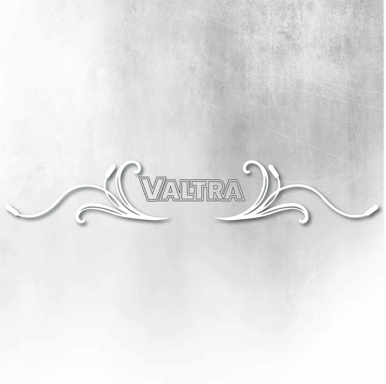 VALTRA SILVER AND WHITE REAR WINDOW SWIRL